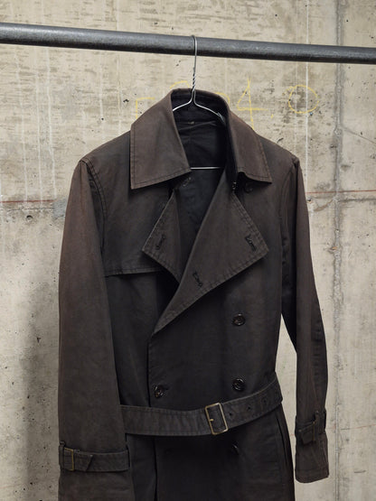 The Viridi-Anne 00s Dark Brown Sun Faded Military Trench Coat