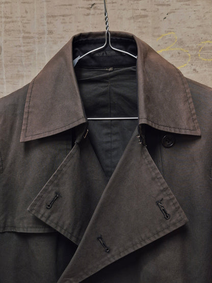 The Viridi-Anne 00s Dark Brown Sun Faded Military Trench Coat