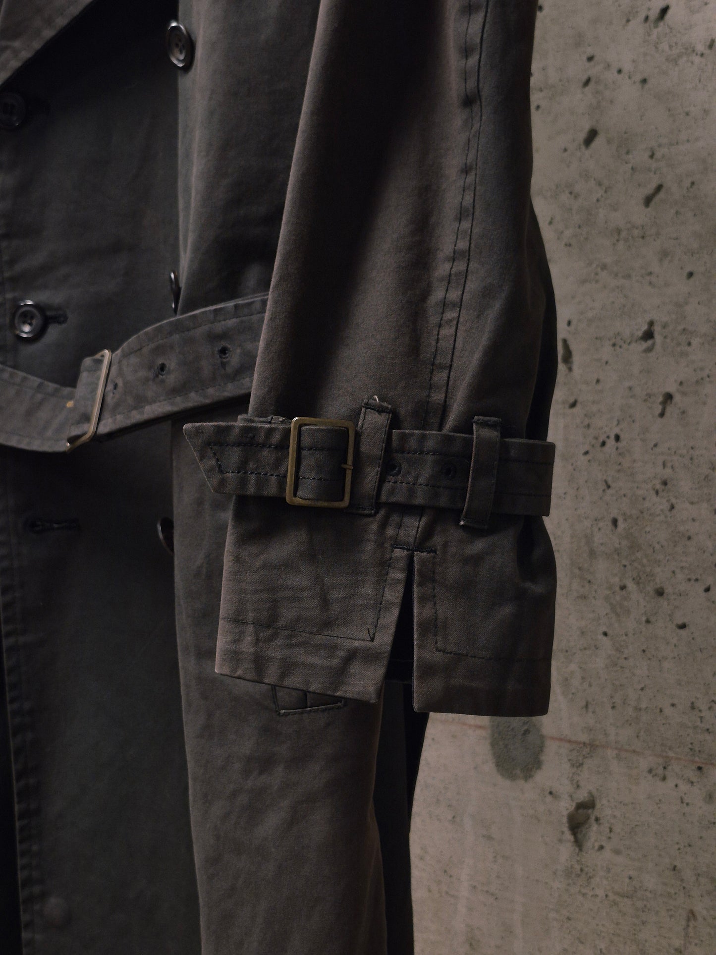 The Viridi-Anne 00s Dark Brown Sun Faded Military Trench Coat