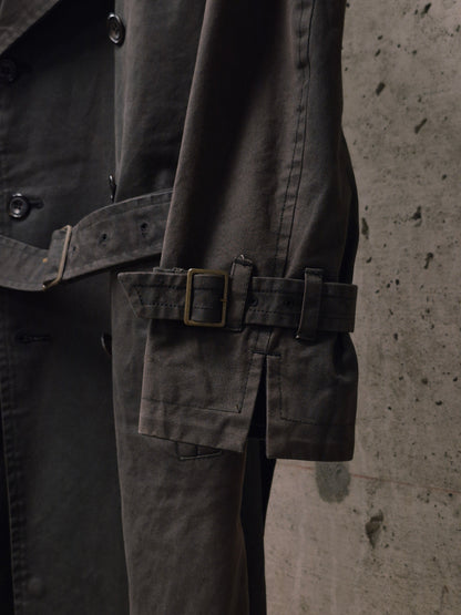 The Viridi-Anne 00s Dark Brown Sun Faded Military Trench Coat