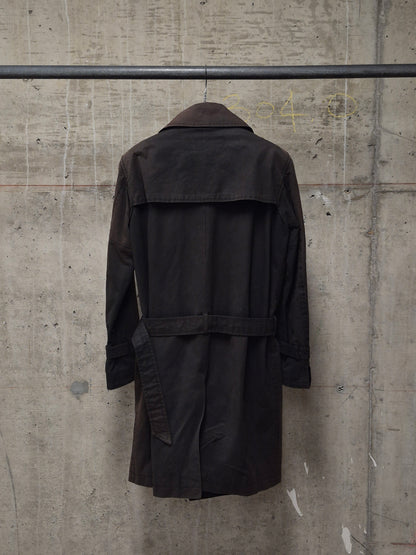 The Viridi-Anne 00s Dark Brown Sun Faded Military Trench Coat