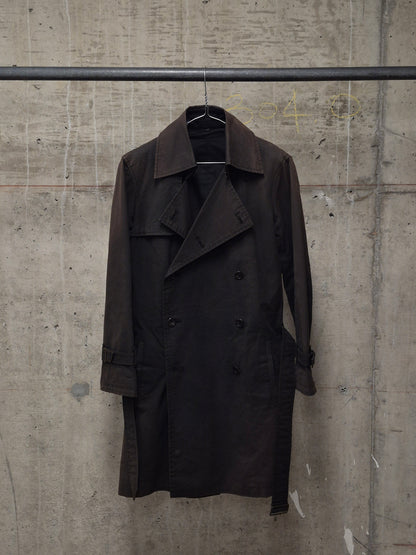 The Viridi-Anne 00s Dark Brown Sun Faded Military Trench Coat