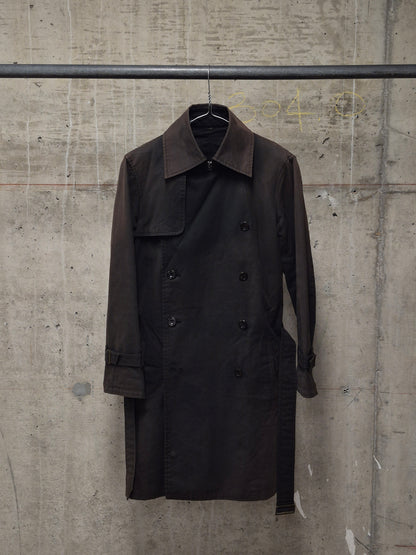 The Viridi-Anne 00s Dark Brown Sun Faded Military Trench Coat