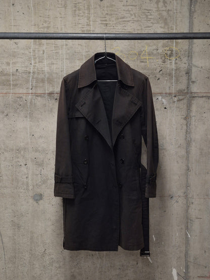 The Viridi-Anne 00s Dark Brown Sun Faded Military Trench Coat