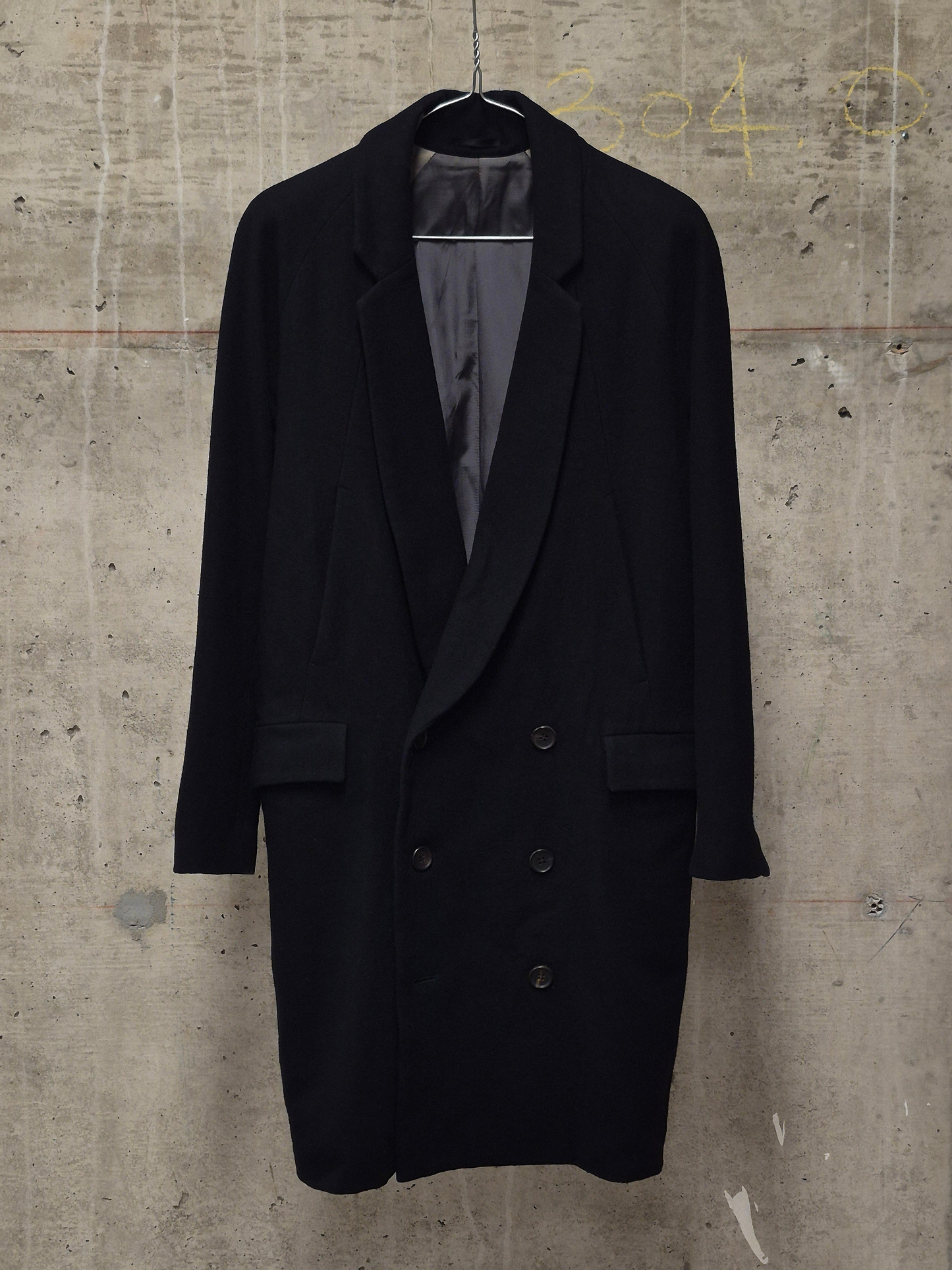 DIET BUTCHER SLIM SKIN AW14 "FOREST OF FOG" Wool Raglan Double Breasted Long Blazer