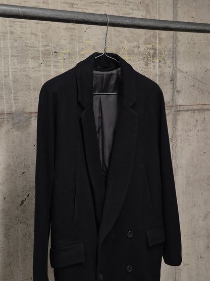 DIET BUTCHER SLIM SKIN AW14 "FOREST OF FOG" Wool Raglan Double Breasted Long Blazer