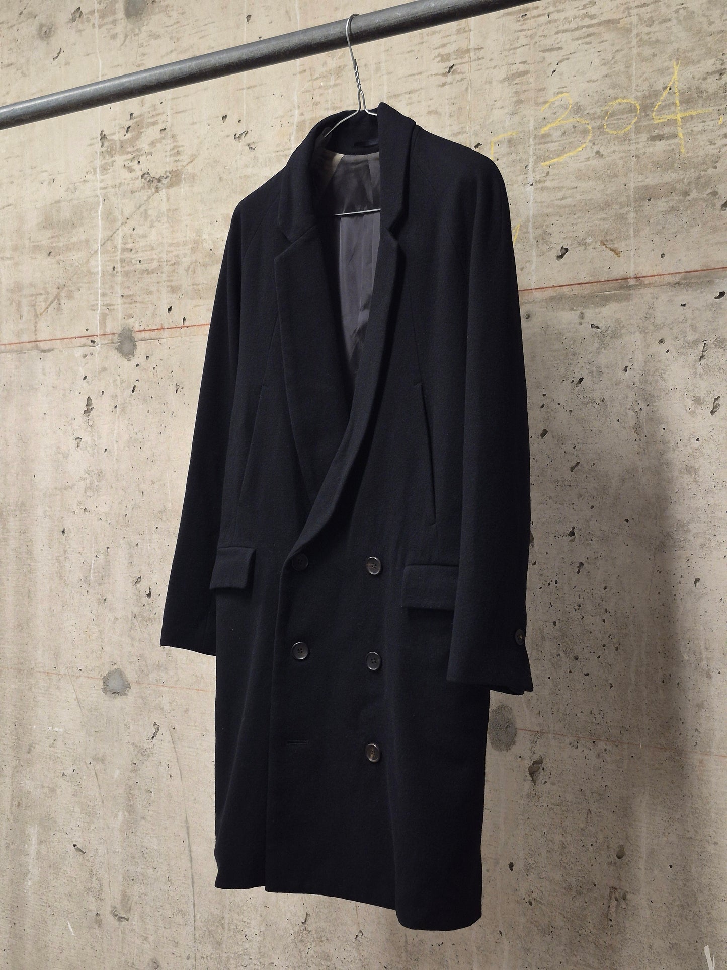 DIET BUTCHER SLIM SKIN AW14 "FOREST OF FOG" Wool Raglan Double Breasted Long Blazer