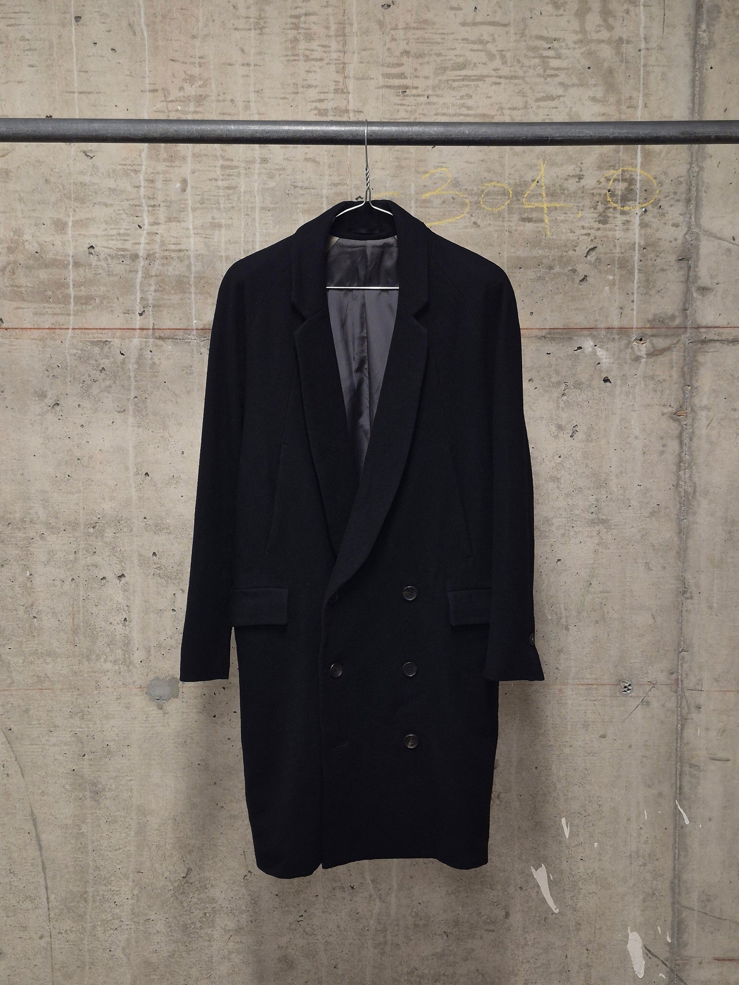 DIET BUTCHER SLIM SKIN AW14 "FOREST OF FOG" Wool Raglan Double Breasted Long Blazer