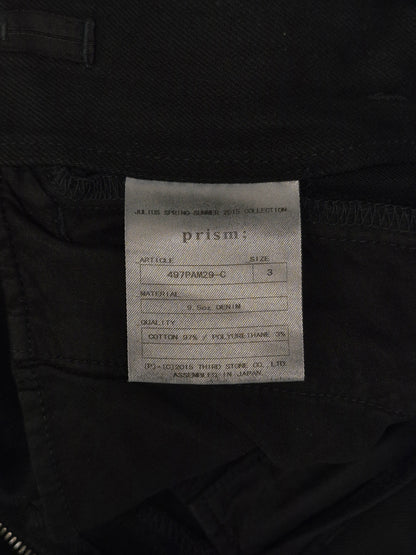 Julius_7 SS15 "prism;" Coated Velcro Gas-Mask Cargo Denim