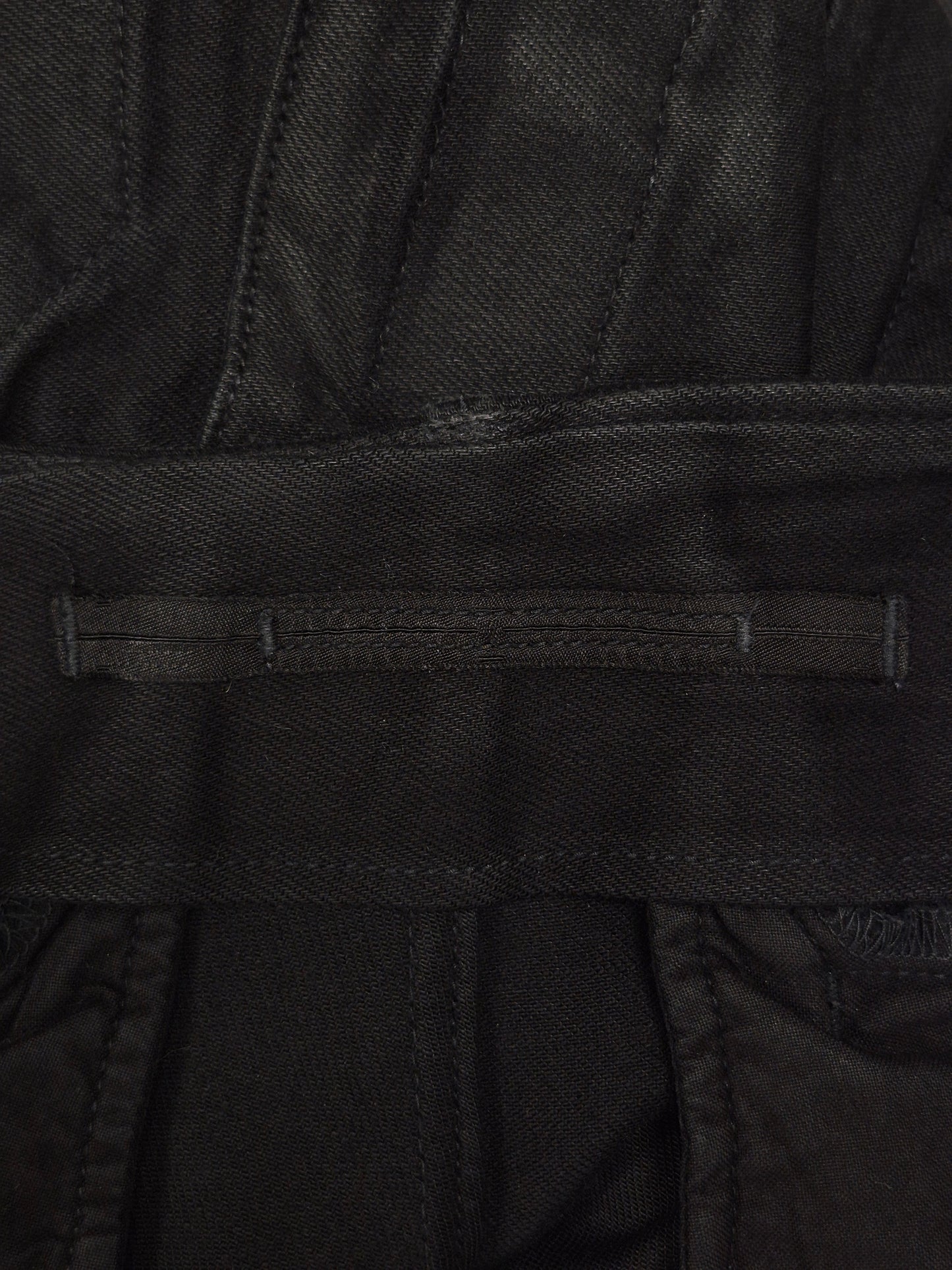 Julius_7 SS15 "prism;" Coated Velcro Gas-Mask Cargo Denim