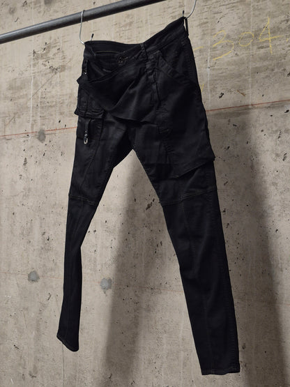 Rick Owens DRKSHDW SS19 "BABEL" Black Waxed 'Memphis Cut' Stretch Denim