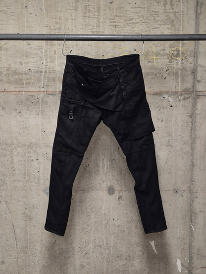 Rick Owens DRKSHDW SS19 "BABEL" Black Waxed 'Memphis Cut' Stretch Denim
