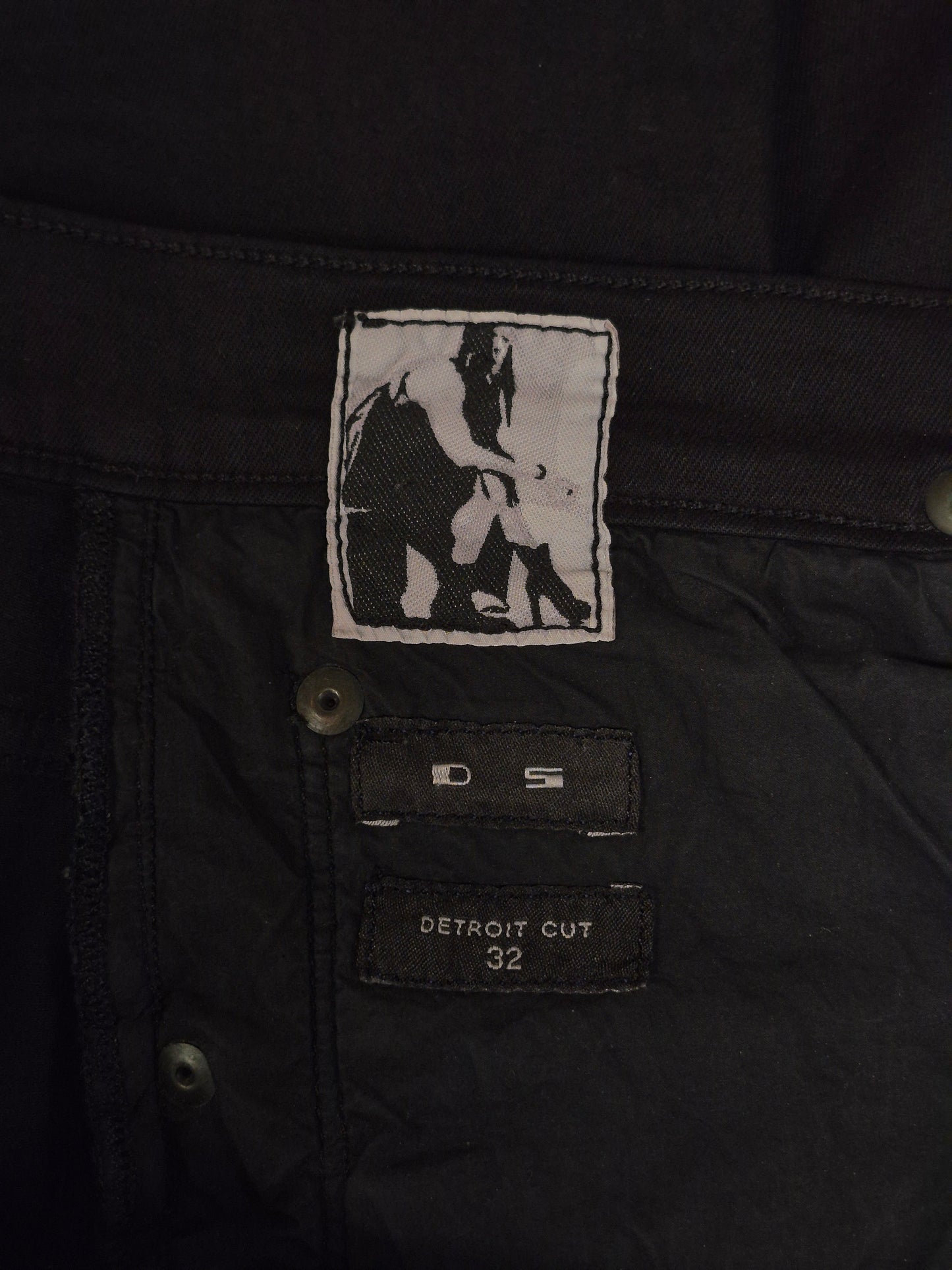 Rick Owens DRKSHDW AW14 "MOODY" BLACK INSIDE 'Detroit Cut' Stretch Denim