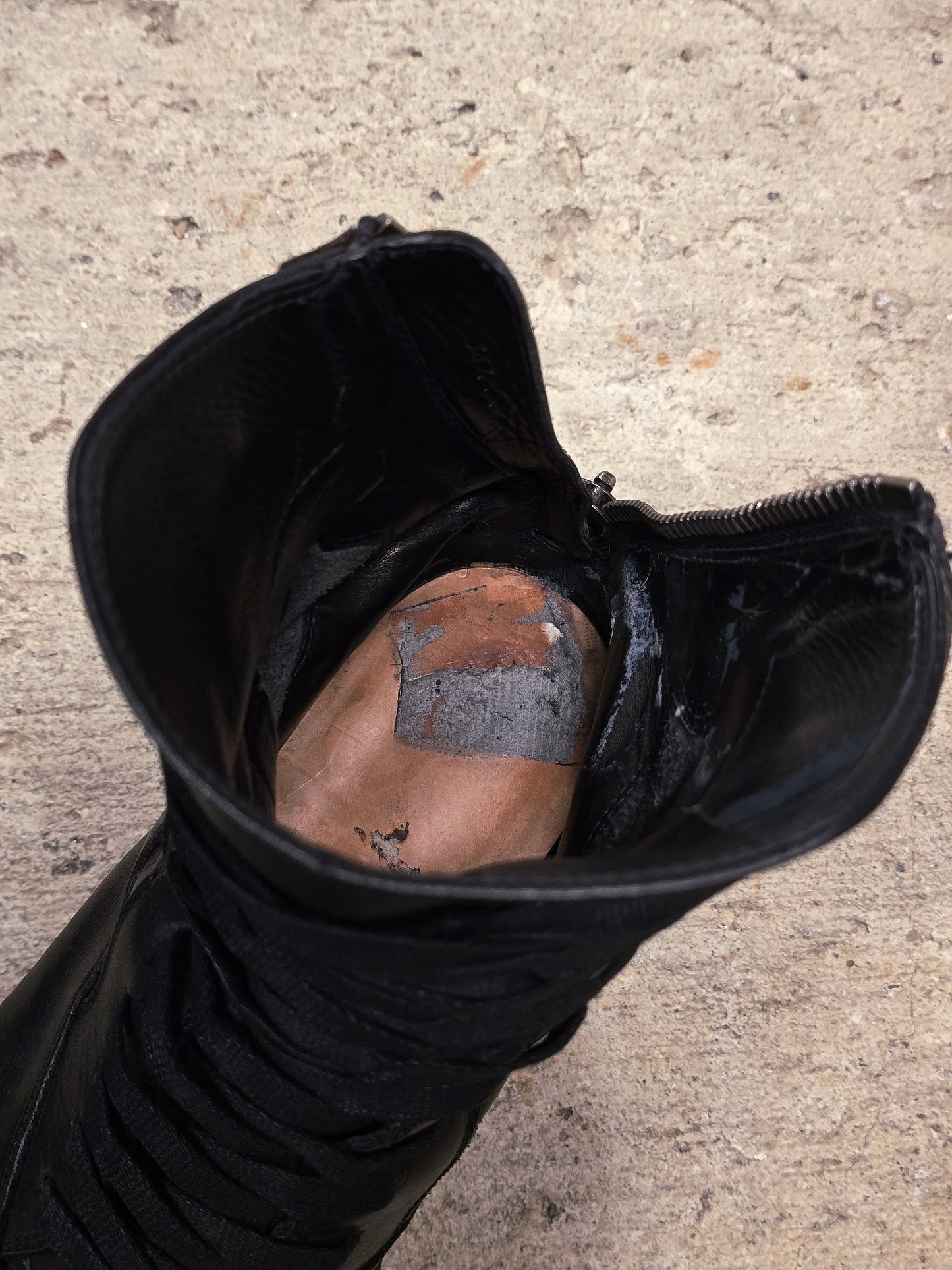 Julius_7 Pre-SS22 'Writhe;' Back Zip Front Lace Cow Leather Chunky Military Boots
