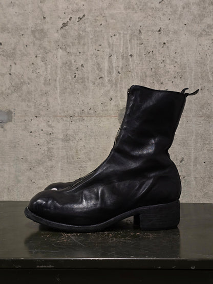 GUIDI 'PL2' Black Full-grain Horse Leather Front Zip Boots