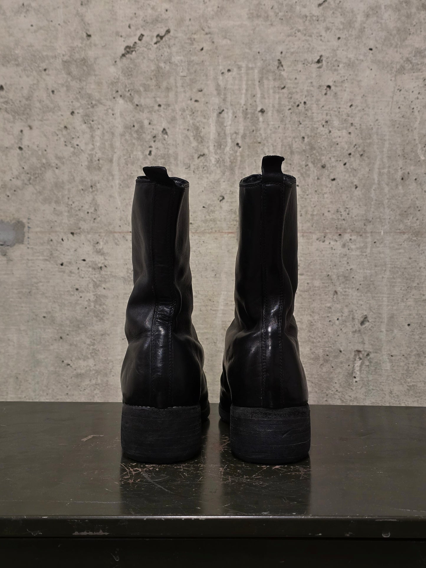 GUIDI 'PL2' Black Full-grain Horse Leather Front Zip Boots