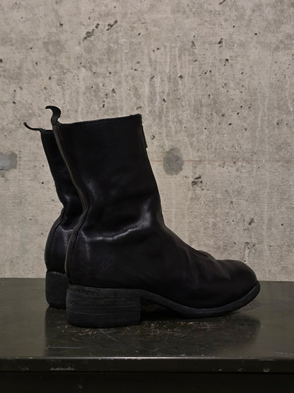 GUIDI 'PL2' Black Full-grain Horse Leather Front Zip Boots