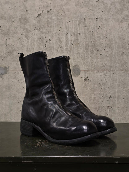 GUIDI 'PL2' Black Full-grain Horse Leather Front Zip Boots