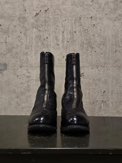 GUIDI 'PL2' Black Full-grain Horse Leather Front Zip Boots