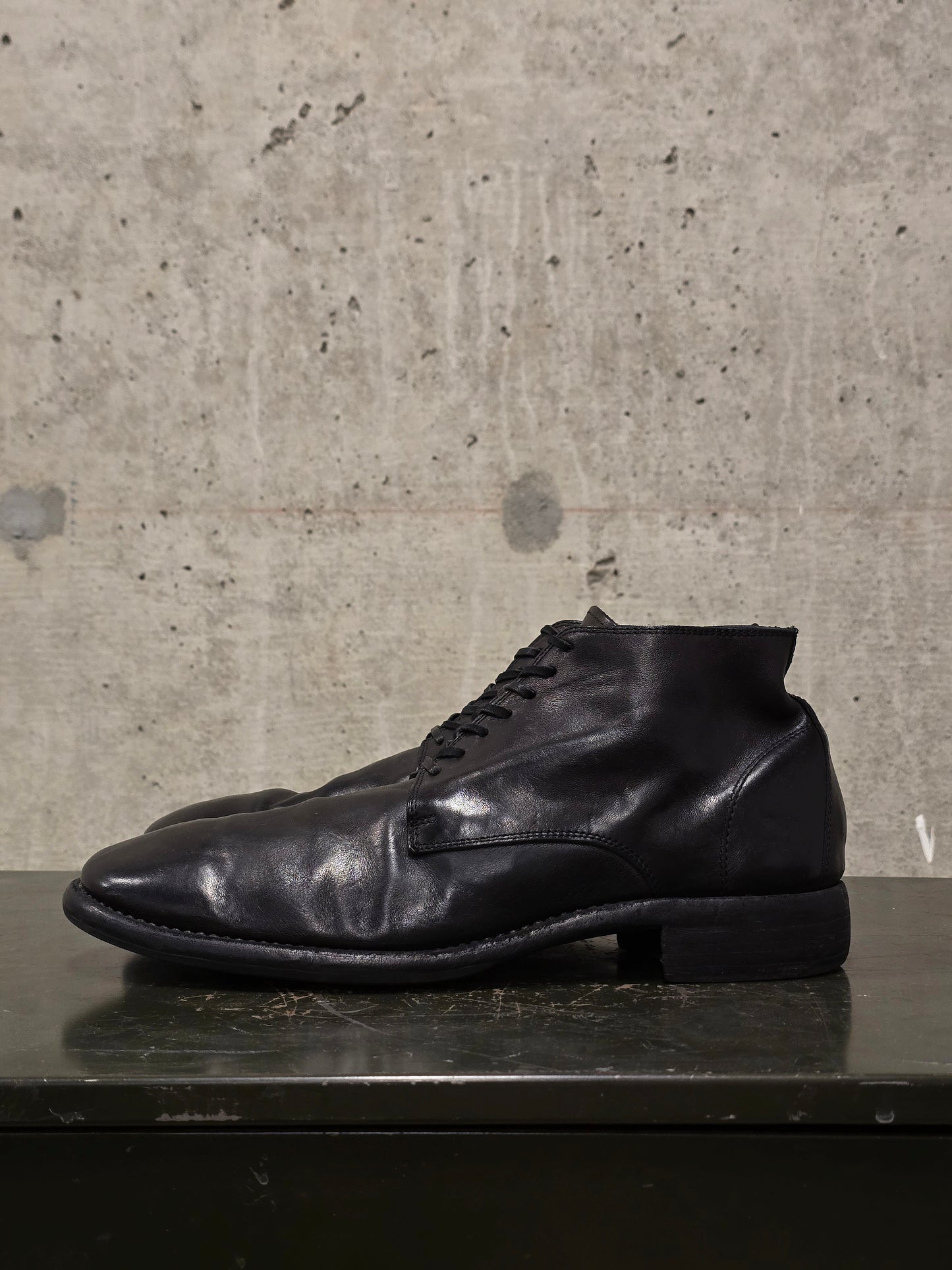 GUIDI '994' Black Full-grain Horse Leather Desert Ankle Boots