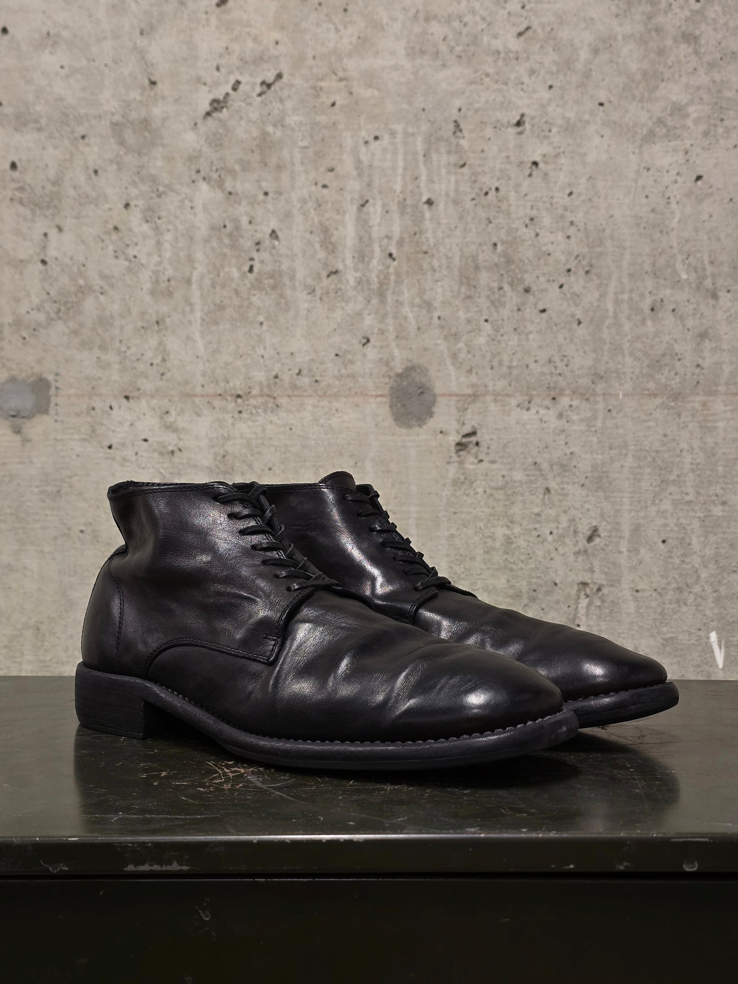 GUIDI '994' Black Full-grain Horse Leather Desert Ankle Boots