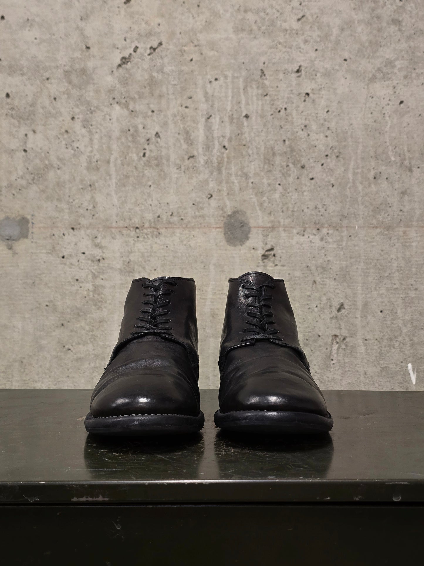 GUIDI '994' Black Full-grain Horse Leather Desert Ankle Boots