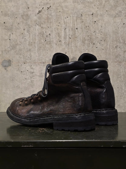 GUIDI '19M' Brown Full-grain Bison Leather Mountain Boots