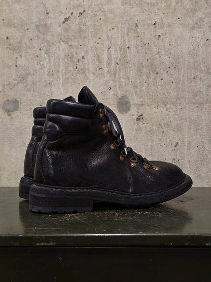 GUIDI '19M' Brown Full-grain Bison Leather Mountain Boots