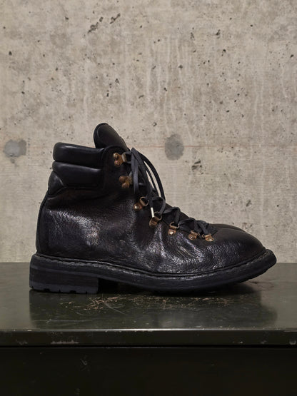 GUIDI '19M' Brown Full-grain Bison Leather Mountain Boots