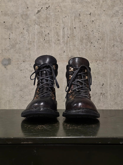 GUIDI '19M' Brown Full-grain Bison Leather Mountain Boots