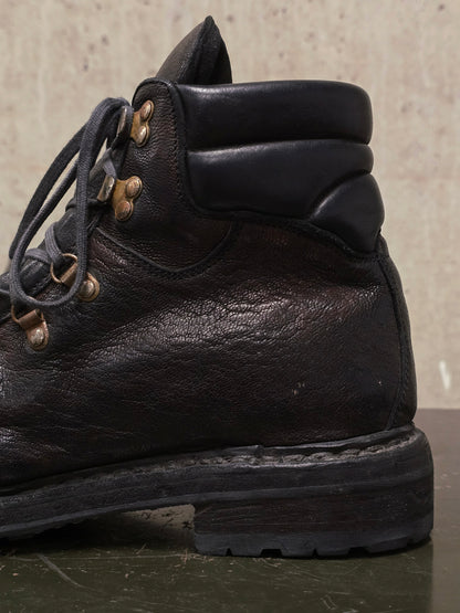 GUIDI '19M' Brown Full-grain Bison Leather Mountain Boots