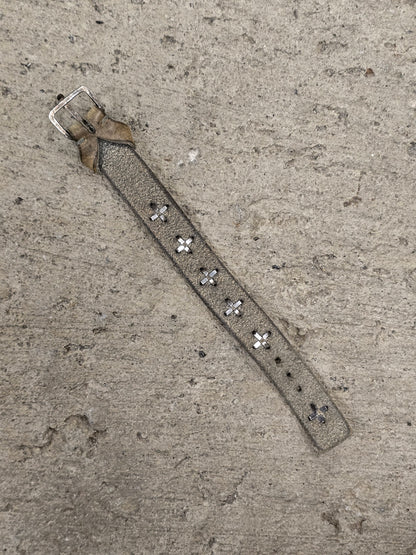 m.a+ by Maurizio Amadei 'AB14' GR 3.0 .925 Silver Cross Dirty White Cow Leather Wide Wristband