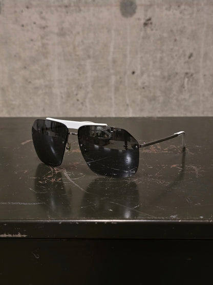 DIOR HOMME by Hedi Slimane 00s '0073/S' White Aviator Grey Tinted Sunglasses