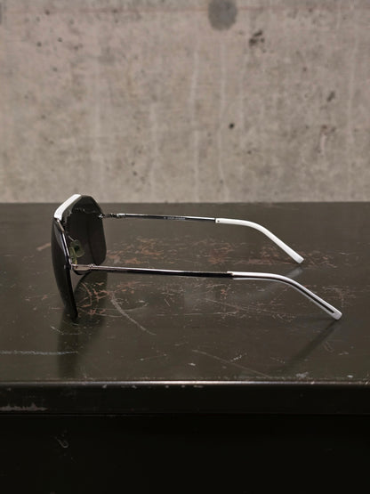 DIOR HOMME by Hedi Slimane 00s '0073/S' White Aviator Grey Tinted Sunglasses