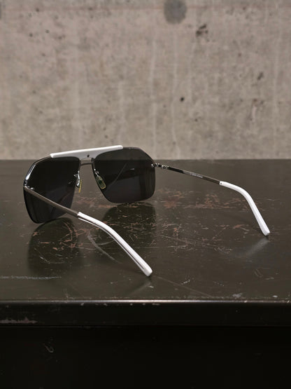 DIOR HOMME by Hedi Slimane 00s '0073/S' White Aviator Grey Tinted Sunglasses
