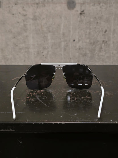 DIOR HOMME by Hedi Slimane 00s '0073/S' White Aviator Grey Tinted Sunglasses