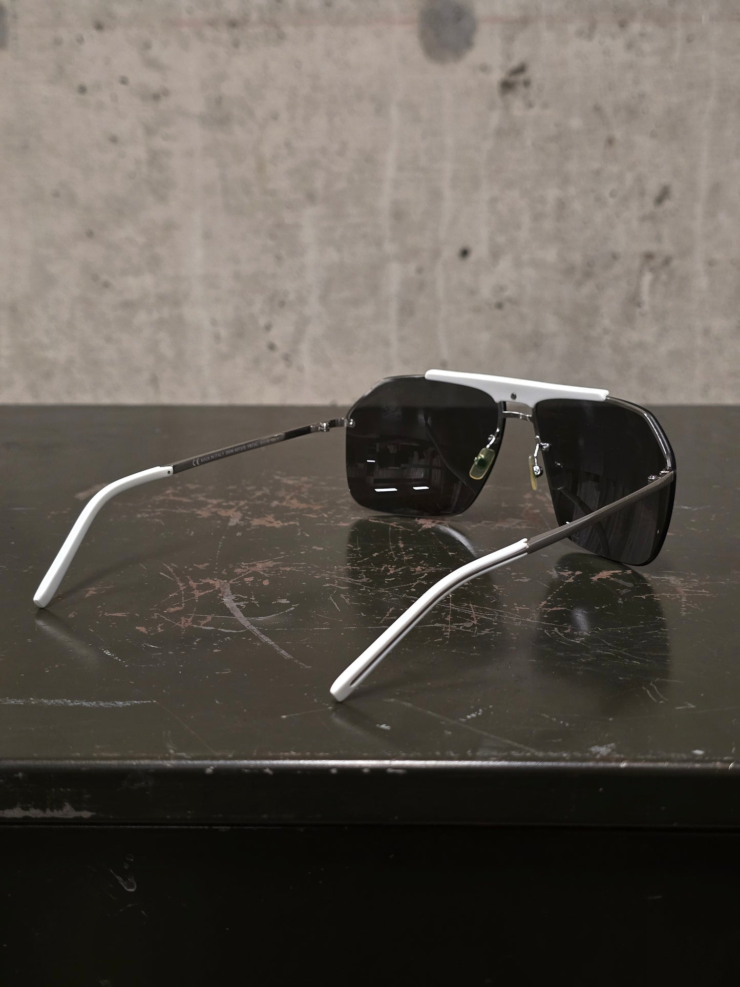 DIOR HOMME by Hedi Slimane 00s '0073/S' White Aviator Grey Tinted Sunglasses