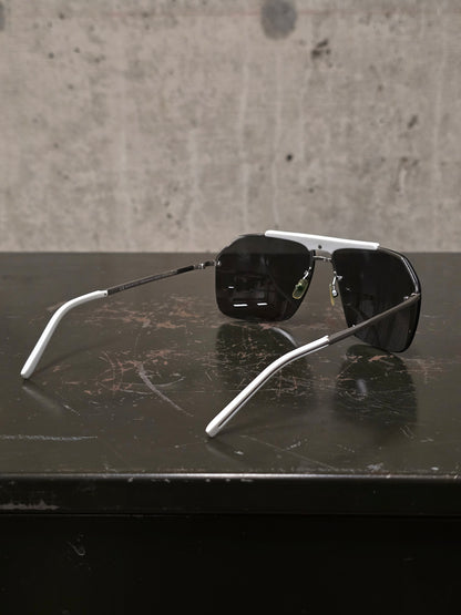 DIOR HOMME by Hedi Slimane 00s '0073/S' White Aviator Grey Tinted Sunglasses