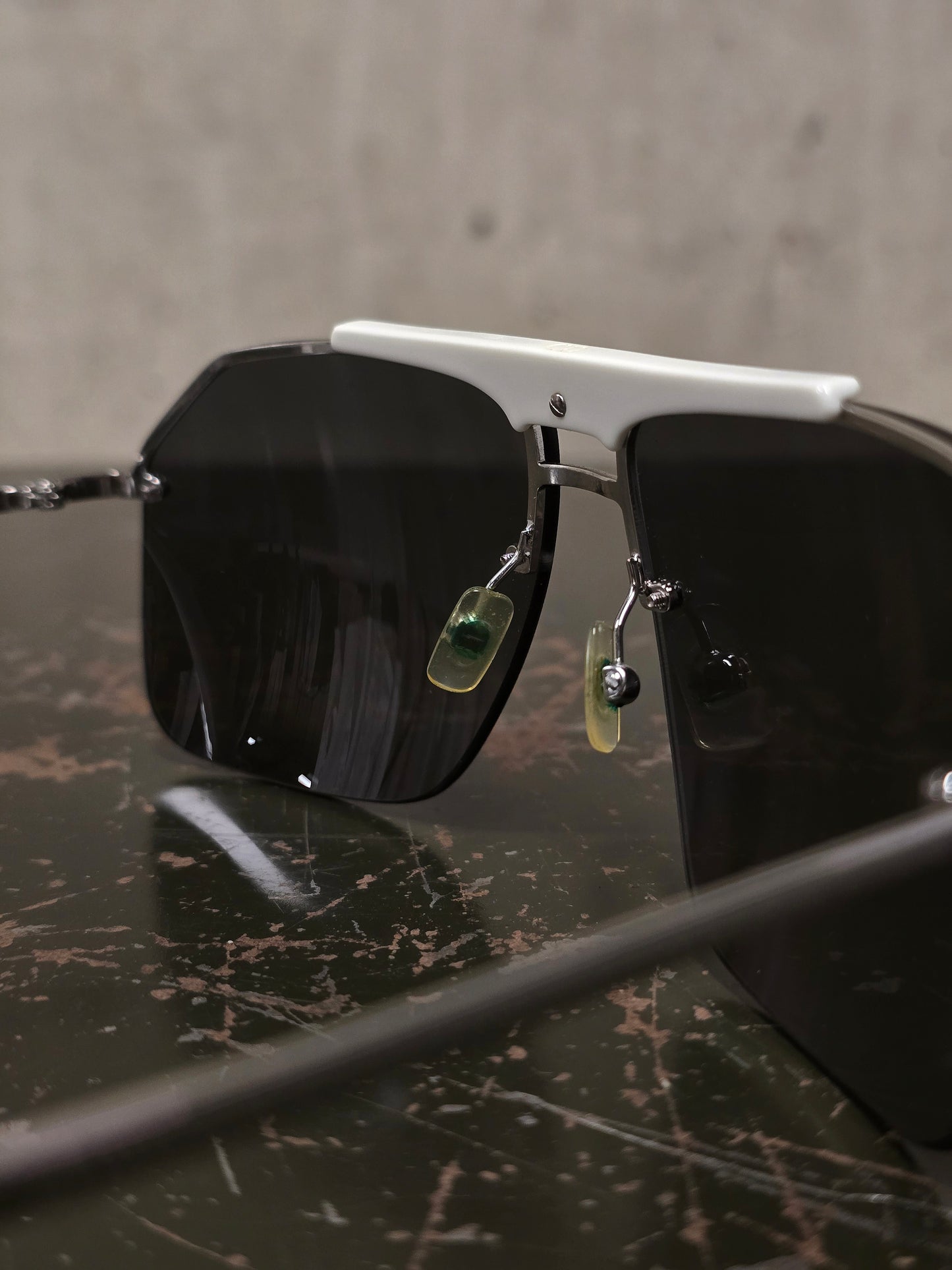 DIOR HOMME by Hedi Slimane 00s '0073/S' White Aviator Grey Tinted Sunglasses