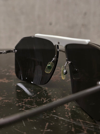 DIOR HOMME by Hedi Slimane 00s '0073/S' White Aviator Grey Tinted Sunglasses