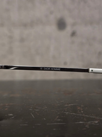 DIOR HOMME by Hedi Slimane 00s '0073/S' White Aviator Grey Tinted Sunglasses