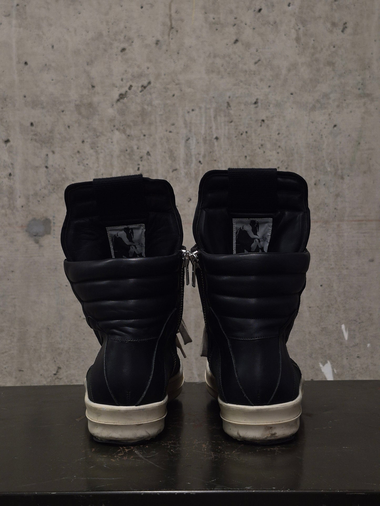 Rick Owens SS15 "FAUN" Charcoal Grey Reverse Cow Leather Geobasket Sneakers