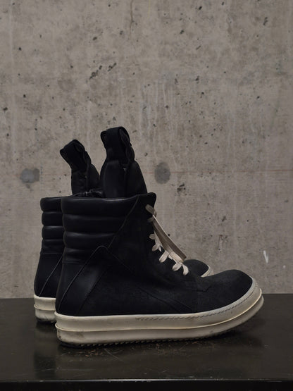 Rick Owens SS15 "FAUN" Charcoal Grey Reverse Cow Leather Geobasket Sneakers