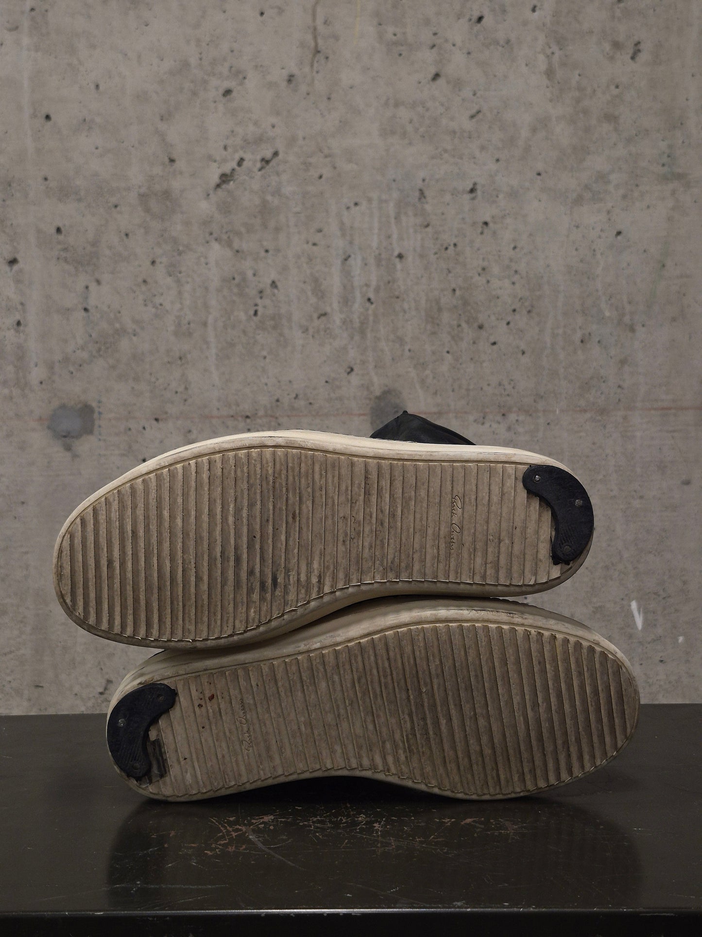 Rick Owens SS15 "FAUN" Charcoal Grey Reverse Cow Leather Geobasket Sneakers