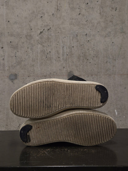 Rick Owens SS15 "FAUN" Charcoal Grey Reverse Cow Leather Geobasket Sneakers