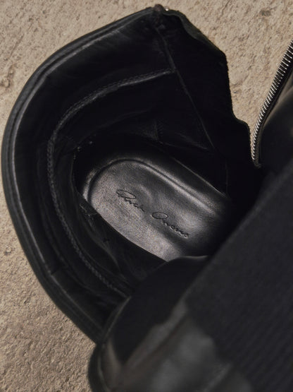 Rick Owens SS15 "FAUN" Charcoal Grey Reverse Cow Leather Geobasket Sneakers