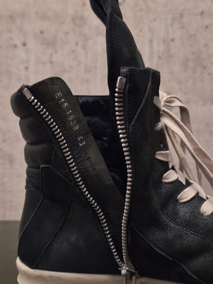 Rick Owens SS15 "FAUN" Charcoal Grey Reverse Cow Leather Geobasket Sneakers