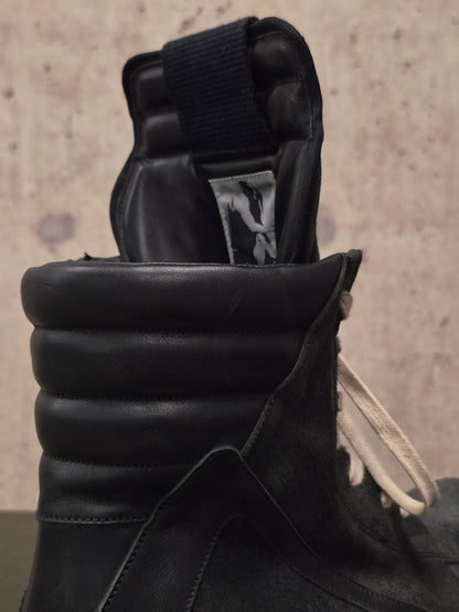 Rick Owens SS15 "FAUN" Charcoal Grey Reverse Cow Leather Geobasket Sneakers