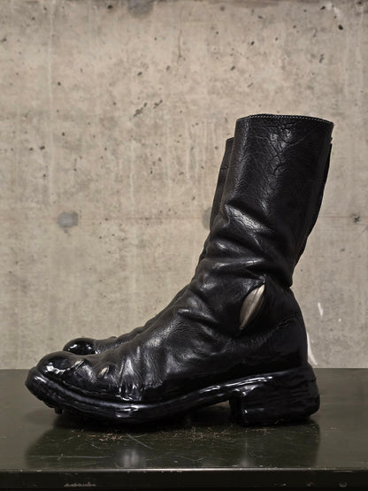 Carol Christian Poell 'AM/2687PR BIUS-PTC/010' Object-dyed Bison Leather Titanium Prosthetic Tornado Zip Drip Boots