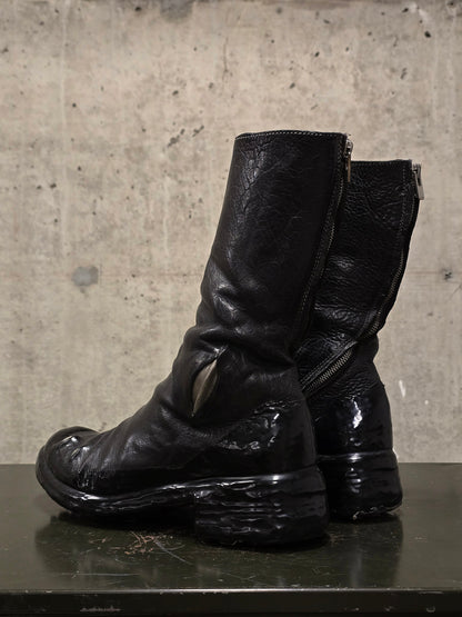 Carol Christian Poell 'AM/2687PR BIUS-PTC/010' Object-dyed Bison Leather Titanium Prosthetic Tornado Zip Drip Boots
